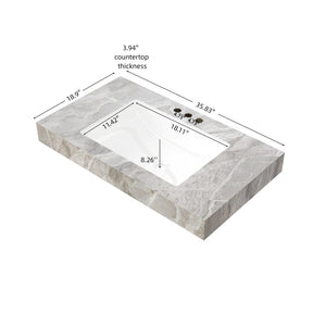 English Elm 36" Muri Sintered Stone Vanity Countertop with Undermount Ceramic Basin Three Faucet Holes W2615P430360