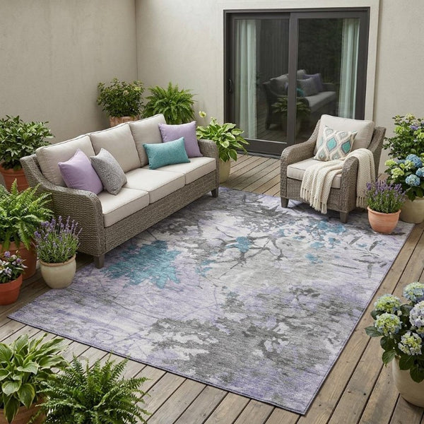5 X 8 Abstract Polyester Area Rug Washable for Indoor Outdoor Patio Living Room