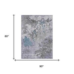 5 X 8 Abstract Polyester Area Rug Washable for Indoor Outdoor Patio Living Room