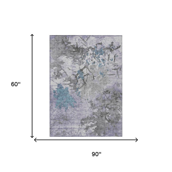 5 X 8 Abstract Polyester Area Rug Washable for Indoor Outdoor Patio Living Room