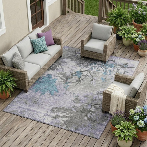 10 X 14 Washable Polyester Abstract Area Rug Stain Resistant Indoor Outdoor Patio