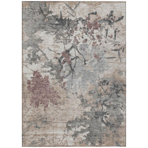 HomeRoots 5x8 Abstract Taupe Green Polyester Area Rug Stain Resistant Indoor Outdoor Patio 735262