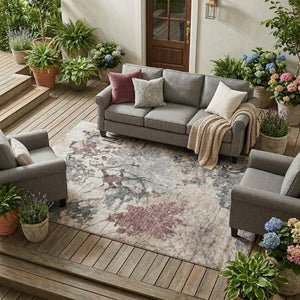 8 Ft X 10 Ft Abstract Taupe Green Polyester Washable Indoor Outdoor Area Rug