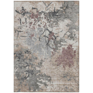 8 Ft X 10 Ft Abstract Taupe Green Polyester Washable Indoor Outdoor Area Rug
