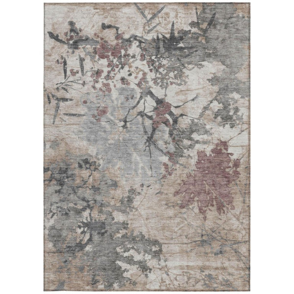 8 Ft X 10 Ft Abstract Taupe Green Polyester Washable Indoor Outdoor Area Rug