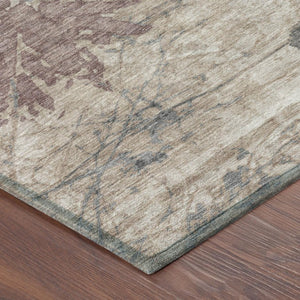 8 Ft X 10 Ft Abstract Taupe Green Polyester Washable Indoor Outdoor Area Rug