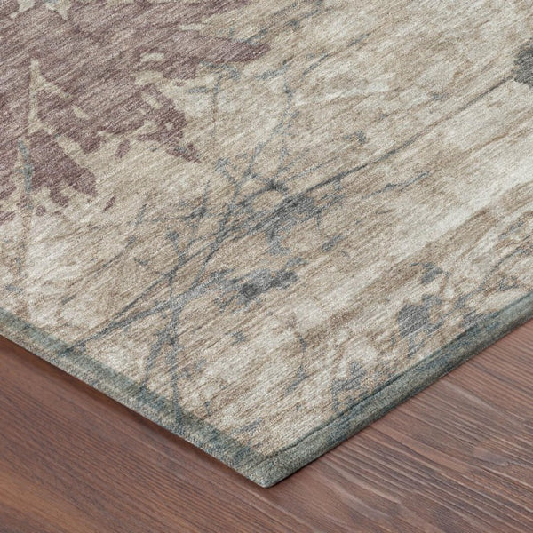 9 X 12 Abstract Taupe Green Polyester Indoor Outdoor Washable Area Rug Patio