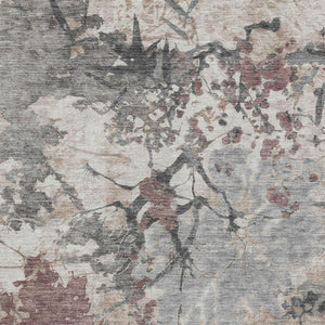 10 X 14 Abstract Taupe Green Polyester Washable Rug for Patio Living Room