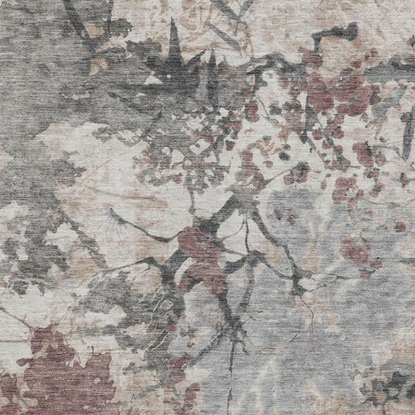 10 X 14 Abstract Taupe Green Polyester Washable Rug for Patio Living Room