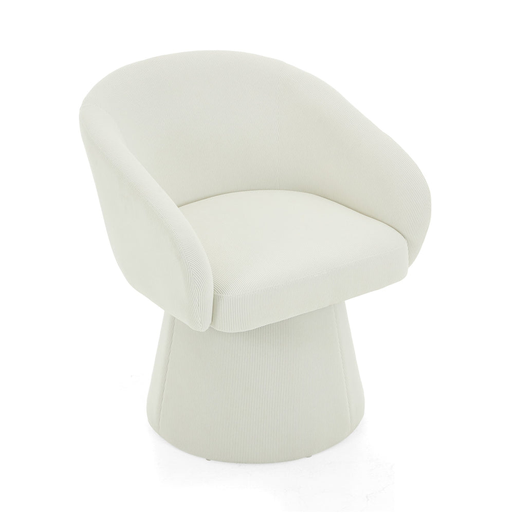 English Elm Christopher Knight Home® - Modern Swivel Narrow Corduroy Accent Chair with 360° Rotation, Compact Barrel Seat, 300 lb Capacity, Beige Comfort N765P292088B
