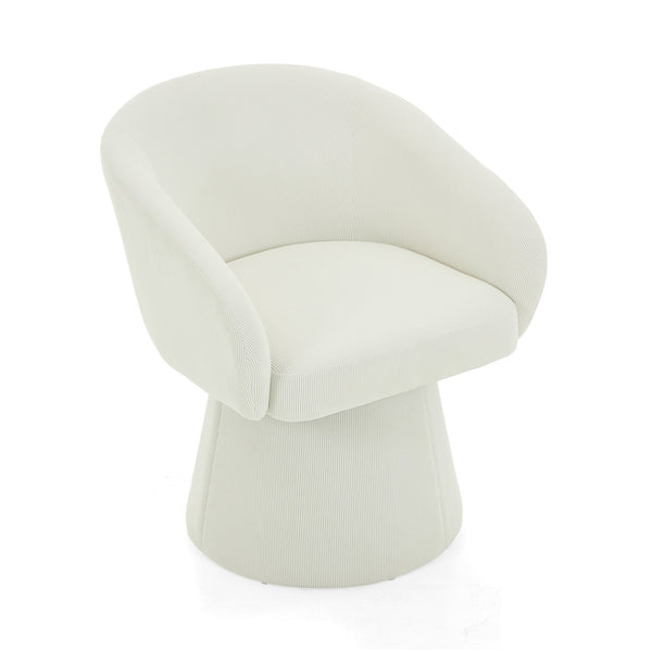 English Elm Christopher Knight Home® - Modern Swivel Narrow Corduroy Accent Chair with 360° Rotation, Compact Barrel Seat, 300 lb Capacity, Beige Comfort N765P292088B