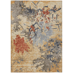 HomeRoots 9 X 12 Abstract Wheat Beige Polyester Area Rug Washable for Indoor Outdoor Use 735271