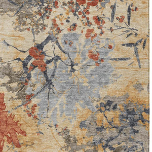 9 X 12 Abstract Wheat Beige Polyester Area Rug Washable for Indoor Outdoor Use