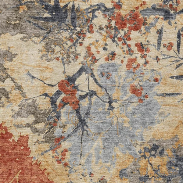 9 X 12 Abstract Wheat Beige Polyester Area Rug Washable for Indoor Outdoor Use