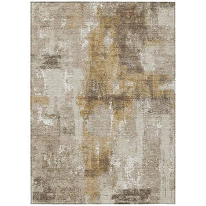HomeRoots 5 X 8 Abstract Beige Brown Polyester Indoor Outdoor Rug Washable and Stain Resistant 735274