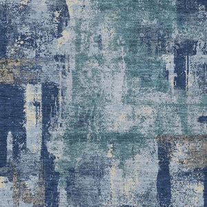 8 Ft X 10 Ft Abstract Polyester Indoor Outdoor Rug Navy Ivory Washable