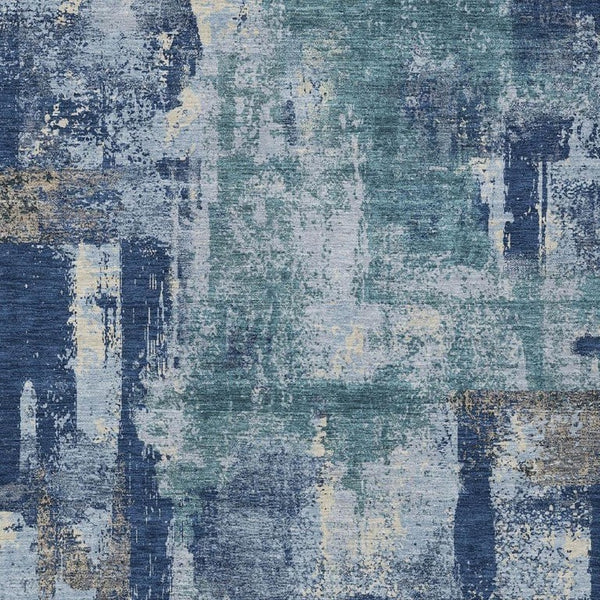 8 Ft X 10 Ft Abstract Polyester Indoor Outdoor Rug Navy Ivory Washable