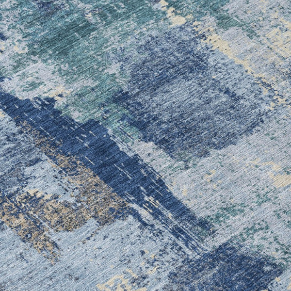 8 Ft X 10 Ft Abstract Polyester Indoor Outdoor Rug Navy Ivory Washable