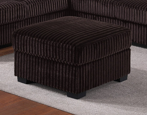 English Elm 4pc Jumbo Corduroy Sectional Set with Ottoman Square Arms Living Room Seating B011S02201