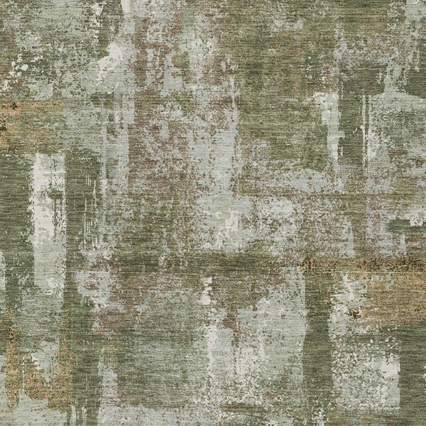 8x10 Abstract Olive Beige Polyester Area Rug Washable Stain Resistant Indoor Outdoor