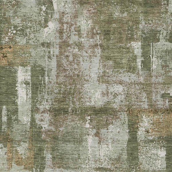 8x10 Abstract Olive Beige Polyester Area Rug Washable Stain Resistant Indoor Outdoor