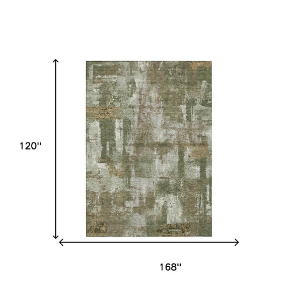 10 X 14 Washable Polyester Abstract Area Rug for Patio Living Room and High Traffic Spots