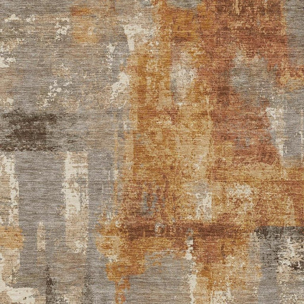 8 X 10 Abstract Taupe Gray Polyester Area Rug Washable for Indoor Outdoor Use