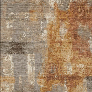 8 X 10 Abstract Taupe Gray Polyester Area Rug Washable for Indoor Outdoor Use