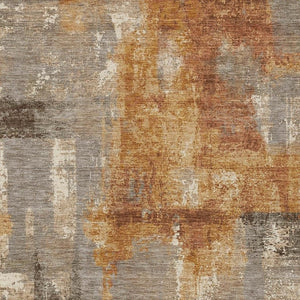 9 X 12 Abstract Taupe Gray Polyester Area Rug Washable for Indoor Outdoor Use