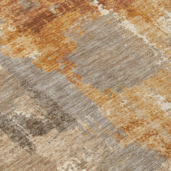 9 X 12 Abstract Taupe Gray Polyester Area Rug Washable for Indoor Outdoor Use
