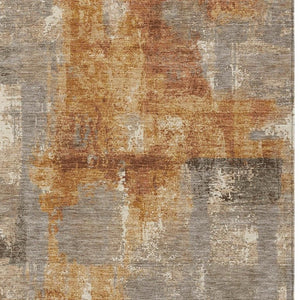 10 X 14 Abstract Taupe Gray Polyester Area Rug Stain Resistant Indoor Outdoor