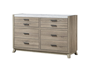 English Elm 1pc Modern Minimalist 4-Drawer Tall Chest with Two-Tone Finish, Sleek Bedroom Storage Cabinet Brown,White 61.02 L x 19.49 W x 38.03 H B2741P330642