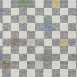 5x8 Gray Beige Geometric Polyester Area Rug Washable Stain Resistant Patio Porch
