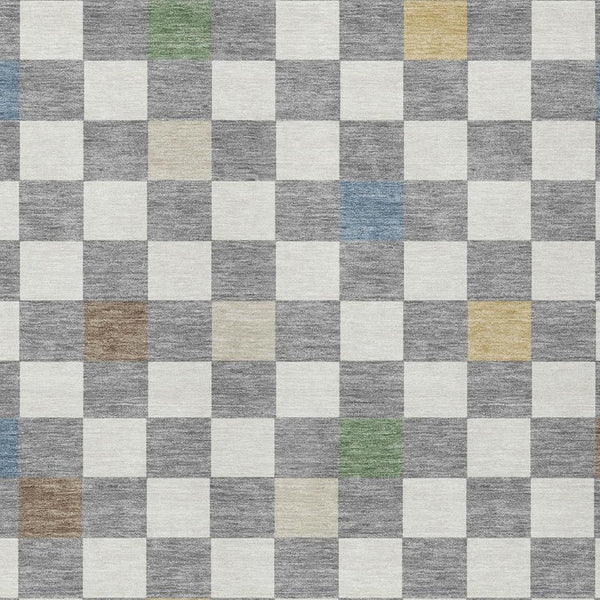 5x8 Gray Beige Geometric Polyester Area Rug Washable Stain Resistant Patio Porch