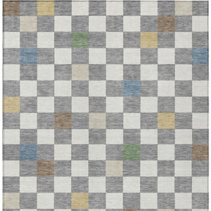 5x8 Gray Beige Geometric Polyester Area Rug Washable Stain Resistant Patio Porch