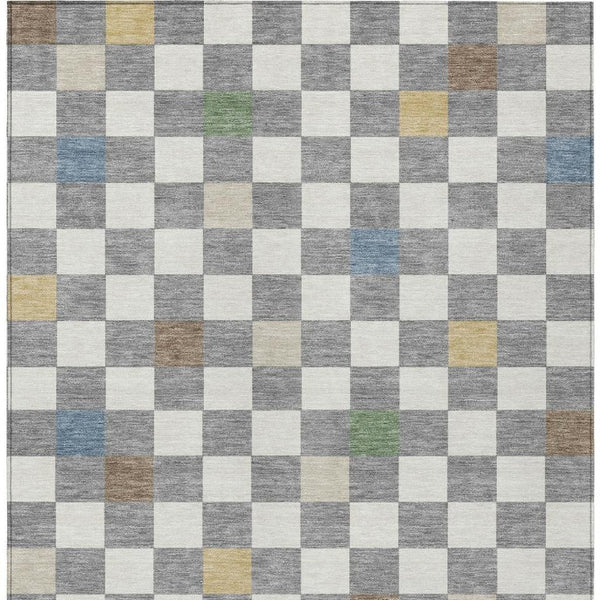 5x8 Gray Beige Geometric Polyester Area Rug Washable Stain Resistant Patio Porch
