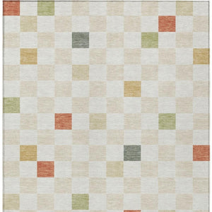 HomeRoots 5 X 8 Ivory Beige Geometric Polyester Area Rug Washable Stain Resistant Indoor Outdoor 735324