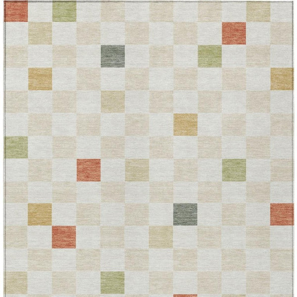 HomeRoots 8 X 10 Ivory Beige Geometric Polyester Area Rug Stain Resistant Indoor Outdoor 735326