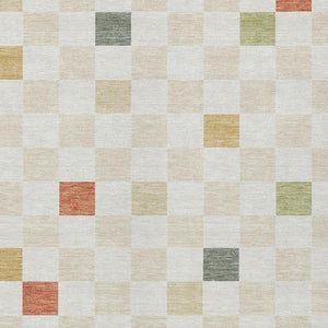 8 X 10 Ivory Beige Geometric Polyester Area Rug Stain Resistant Indoor Outdoor