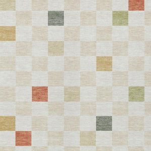 8 X 10 Ivory Beige Geometric Polyester Area Rug Stain Resistant Indoor Outdoor