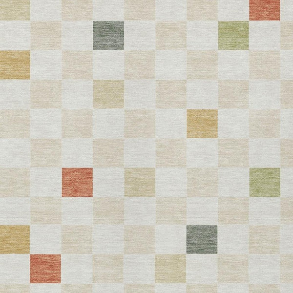 8 X 10 Ivory Beige Geometric Polyester Area Rug Stain Resistant Indoor Outdoor
