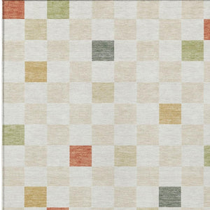 10 X 14 Ivory Beige Geometric Polyester Area Rug Washable Stain Resistant Patio