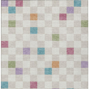 8 X 10 Pearl Ivory Geometric Polyester Area Rug Washable Stain Resistant Patio