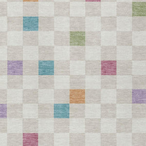 9 X 12 Pearl Ivory Geometric Polyester Area Rug Washable Stain Resistant Indoor Outdoor