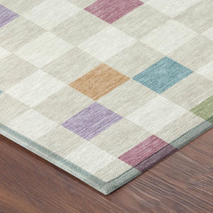 9 X 12 Pearl Ivory Geometric Polyester Area Rug Washable Stain Resistant Indoor Outdoor