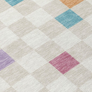 9 X 12 Pearl Ivory Geometric Polyester Area Rug Washable Stain Resistant Indoor Outdoor