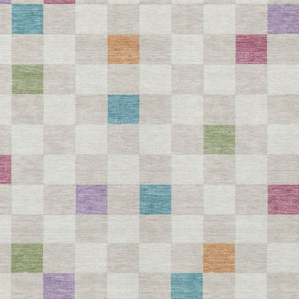 10 X 14 Pearl Ivory Geometric Polyester Area Rug Washable for Patio or Living Room