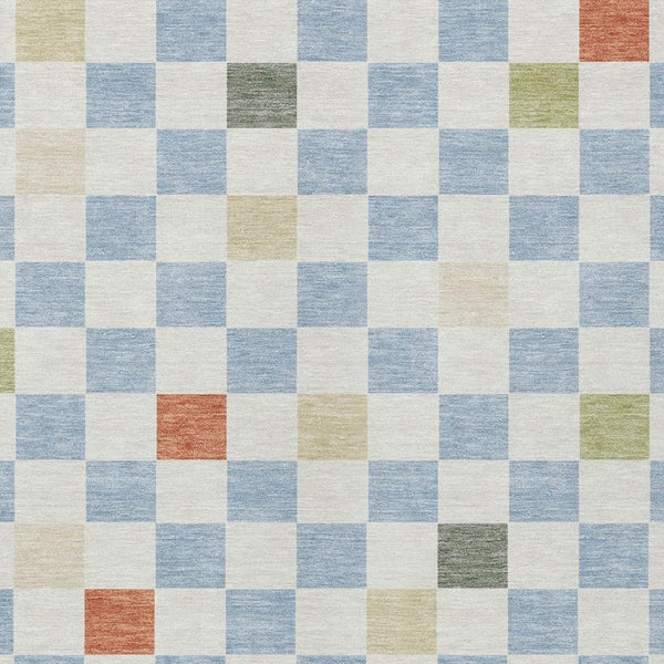 8 X 10 Geometric Polyester Area Rug Sky Blue Gray Washable for Indoor Outdoor Use