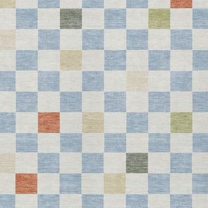 8 X 10 Geometric Polyester Area Rug Sky Blue Gray Washable for Indoor Outdoor Use