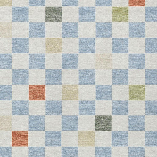 8 X 10 Geometric Polyester Area Rug Sky Blue Gray Washable for Indoor Outdoor Use